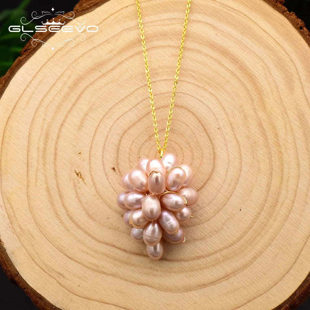925 Sterling Silver Choker Necklace Natural Freshwater Pearl Flower  Pendant Necklace for Women Fashion Jewelry