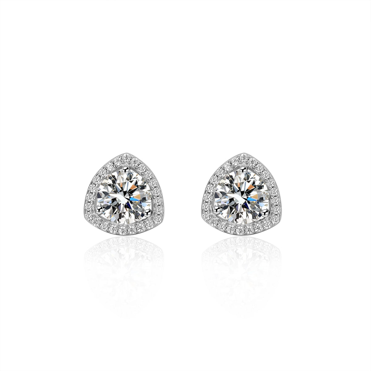 ArtistA 925 Sterling Silver Shiny CZ Fine Jewelry Sets Women Shiny Triangle 6A Zircon Earring Necklace Ring Parties Weddings