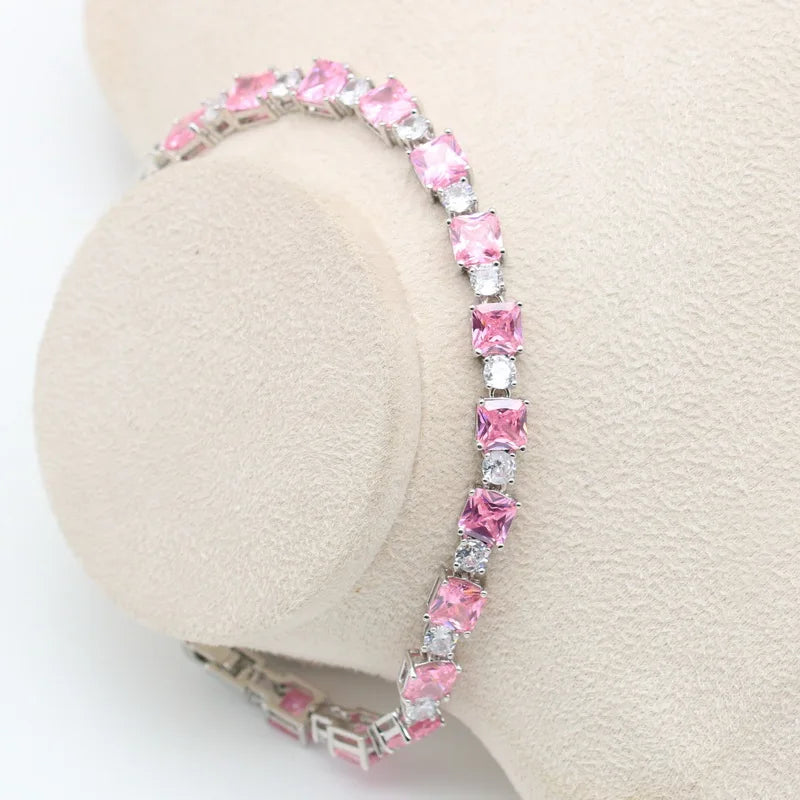 XOTICA 925 Sterling Silver Women's Jewelry Set Zircon Bracelet Hoop Earrings Necklace Pendant Ring for Wedding Engagement Party