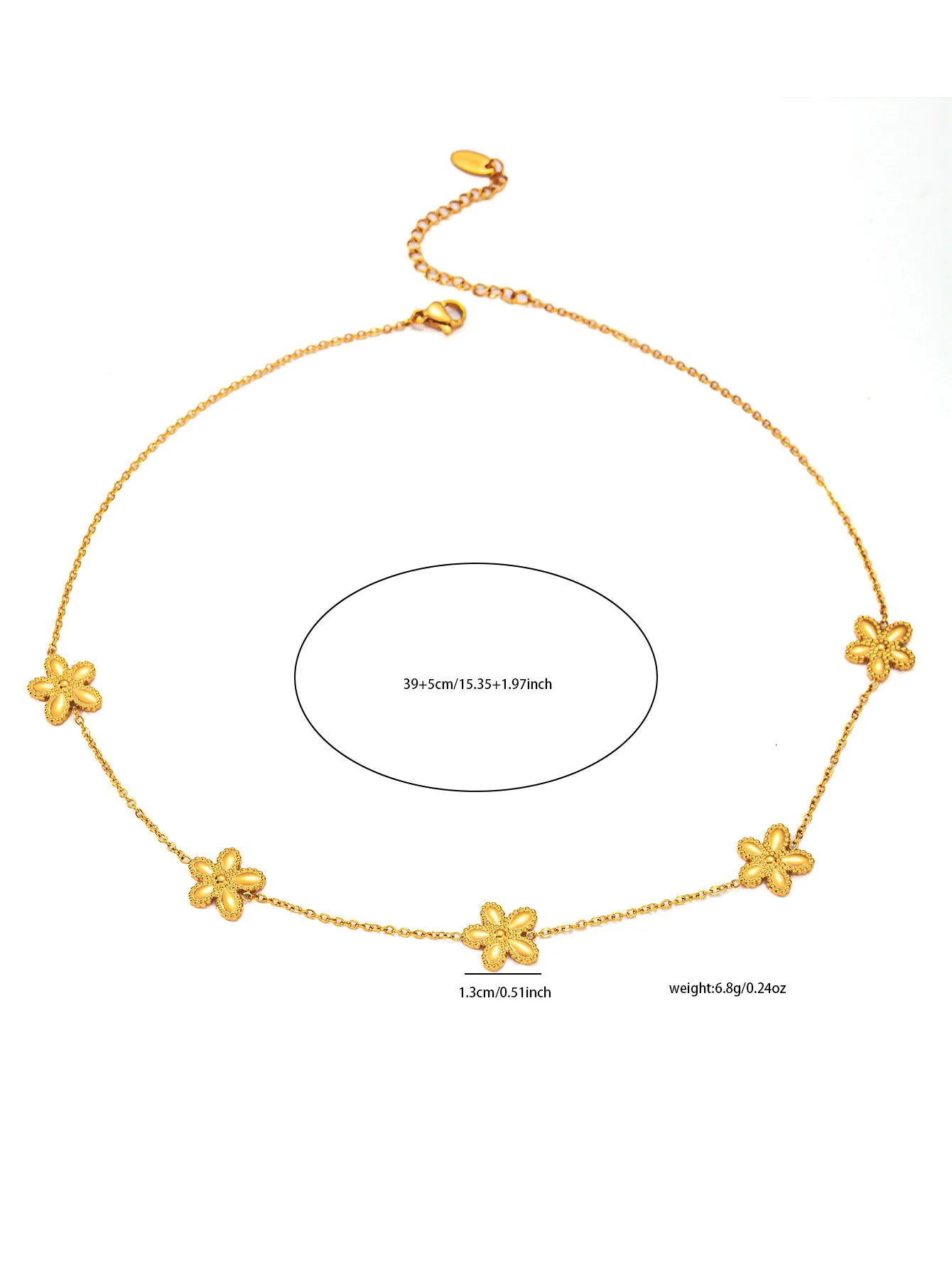 Hot Sell Fashion Stainless Steel Gold Flower Necklace and Bracelet Set Women Gold Jewelry Set