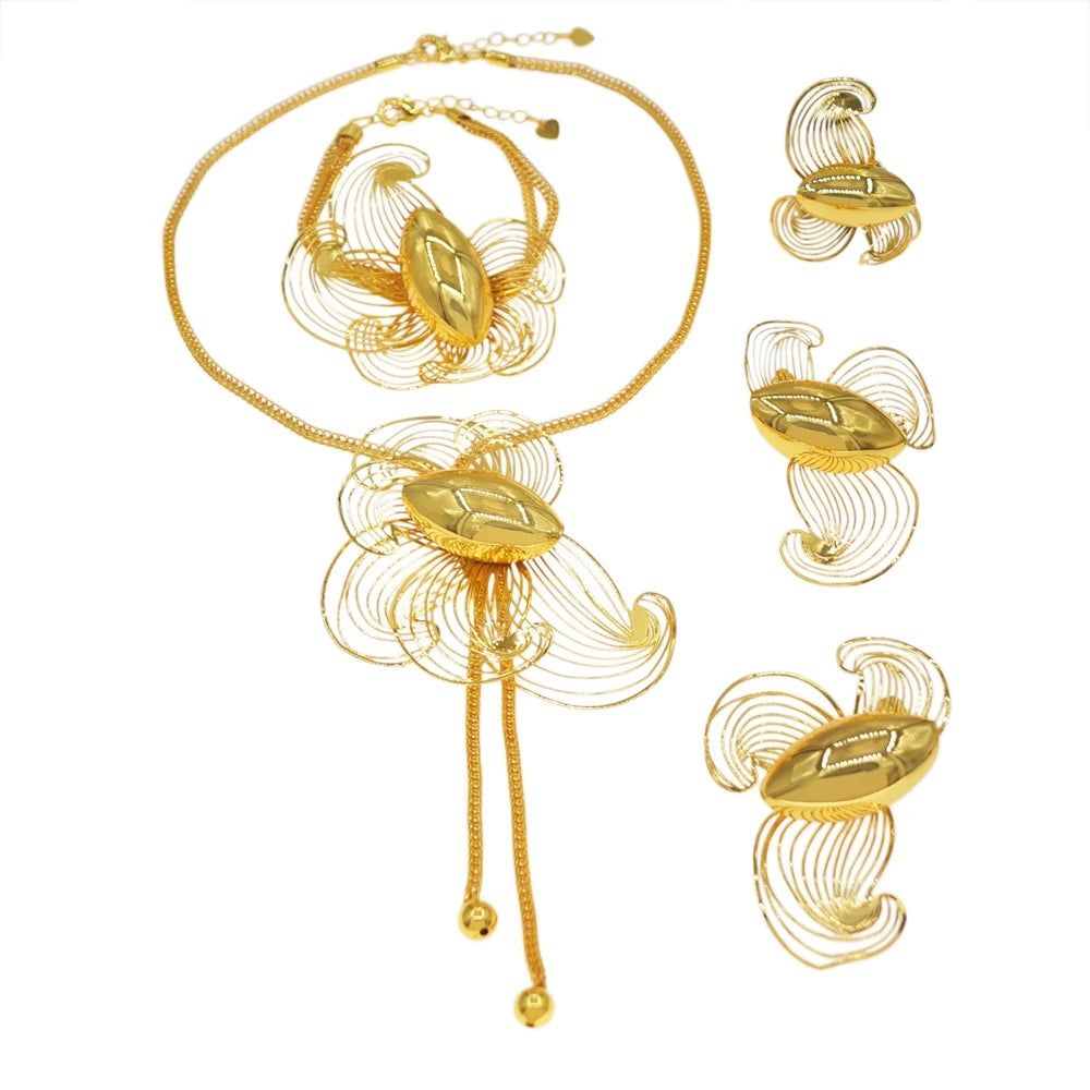 Italian Jewelry Set Alloy Brazilian Jewelry Sets Wedding Party Pendant Necklace Bracelet Ring Earrings Jewelry Set HE2550120