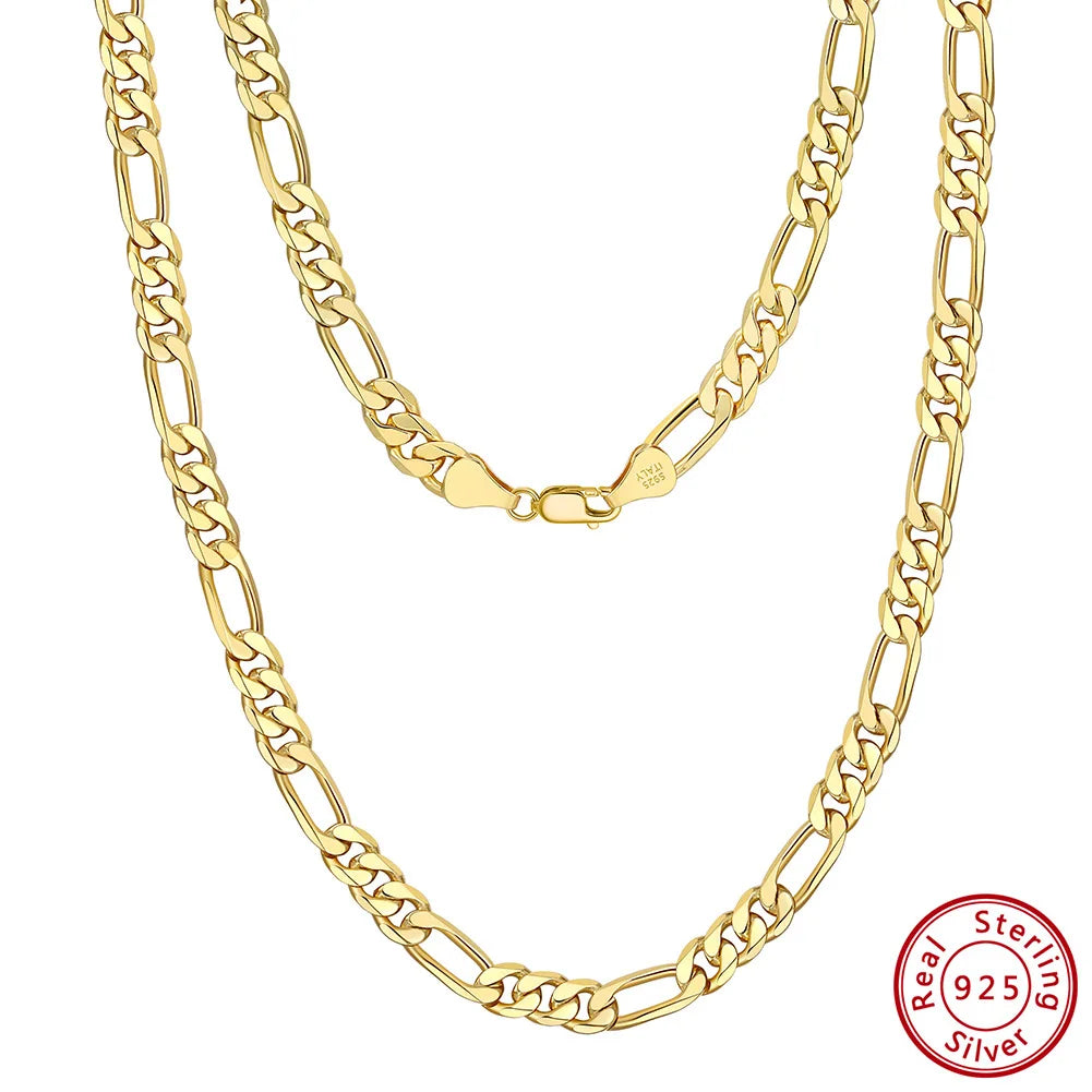 BiG-BOSS 2026 Trendy Style Hot New 3.3mm 925 Sterling Silver Figaro Chain Necklace Diamond Cut Link Chain for Women and Men