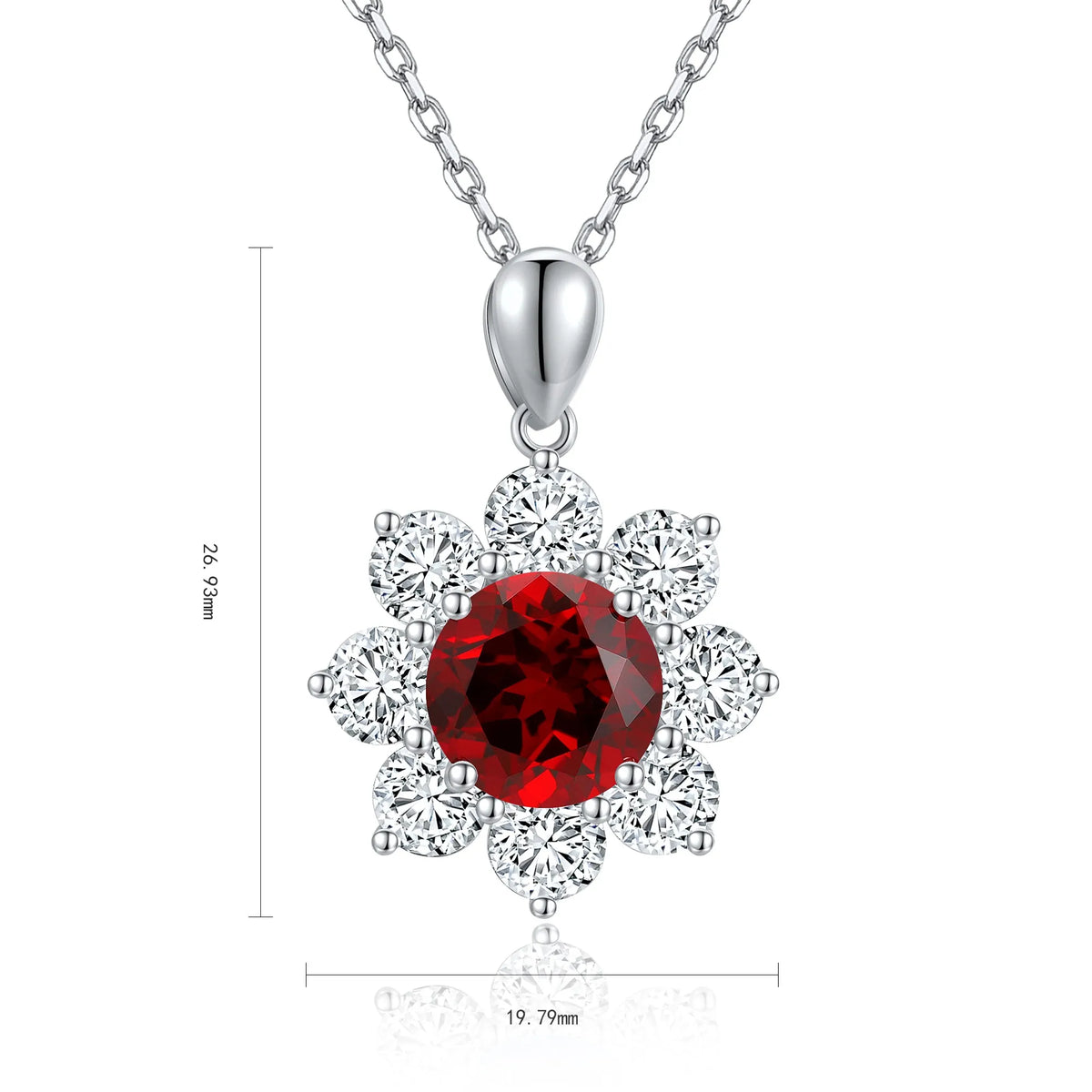 Gemfiori Anster 925 Sterling Silver High-quality Cultivated Ruby Necklace - Suitable for Parties or As a Gift