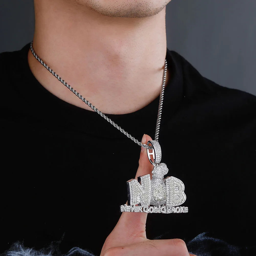 Custom Made Iced Out Chain Pendant Personalized Initial Letter Necklace 14k 18k Gold Plated Copper Hip Hop Charms Rapper Jewelry