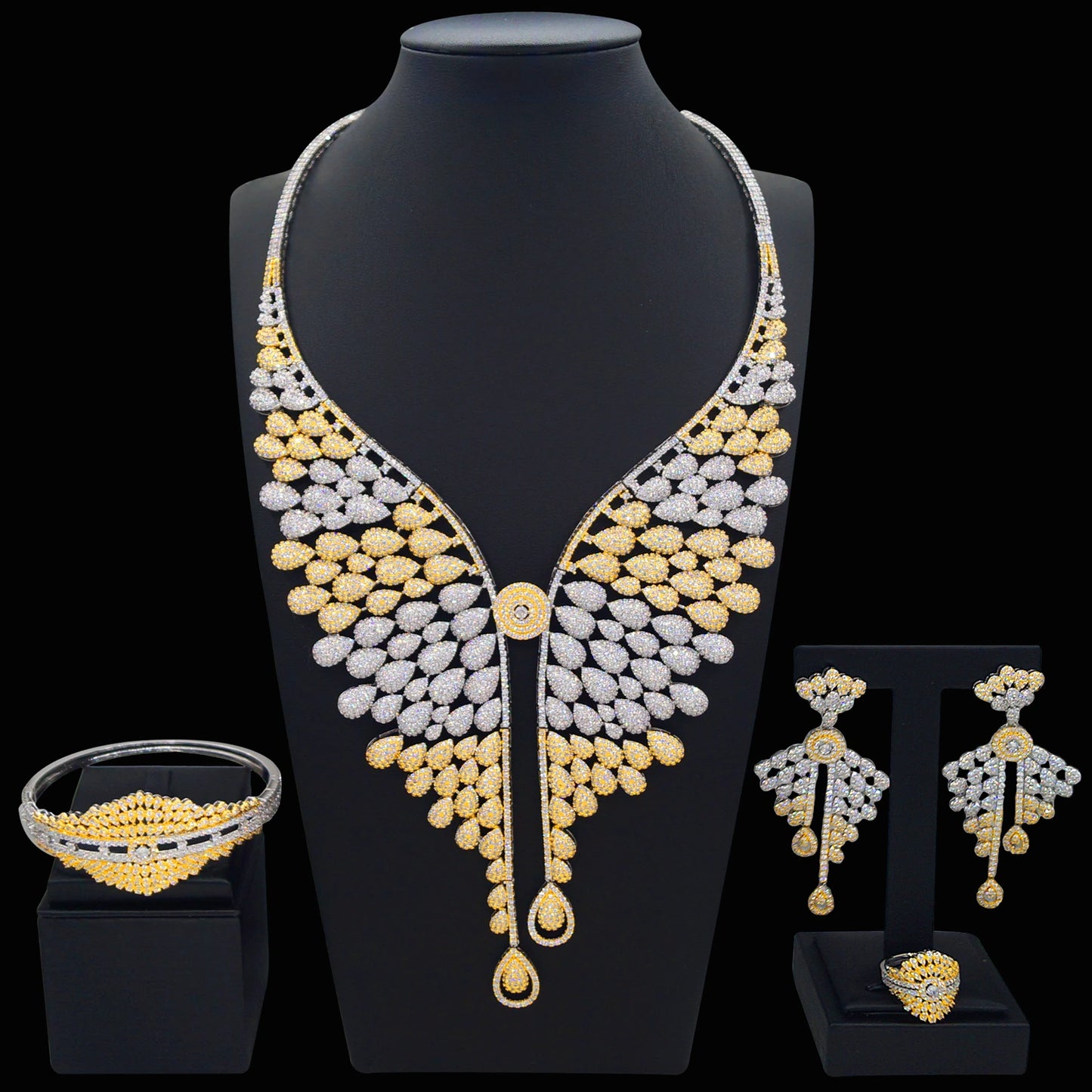 Zhuerrui Luxury 5A Zirconia Copper American Diamond Jewelry Set for Women No Tarnish Engagement Wedding Anniversary HZ25008189