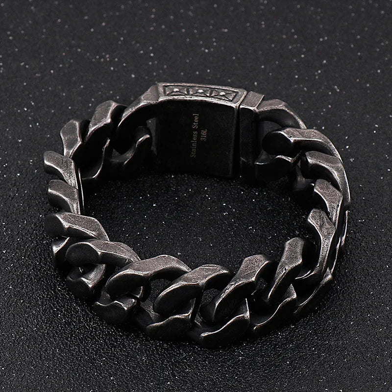 KALEN Stainless Steel Punk Skull Charm Hand Chain Bracelet Links Bangle