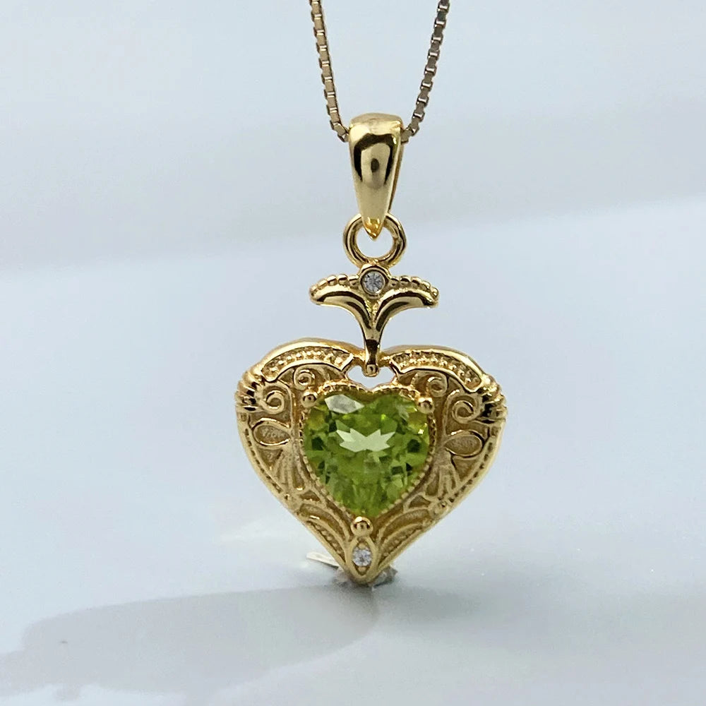 Gioiellieri Natural Peridot S925 Silver Pendant with Green Crystal Gemstone for Women Luxury Jewelry August Birthstone Healing Stone