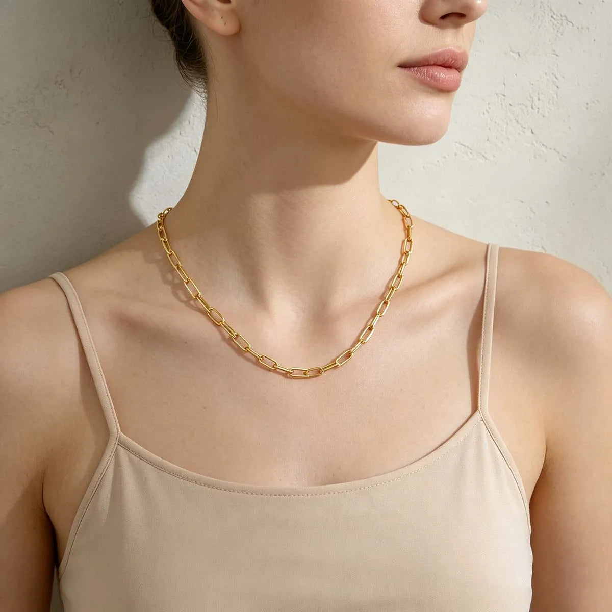 Gioiellieri Classic 10K Gold Paper Clip Chain Necklace Gift for Women Factory Custom Jewelry