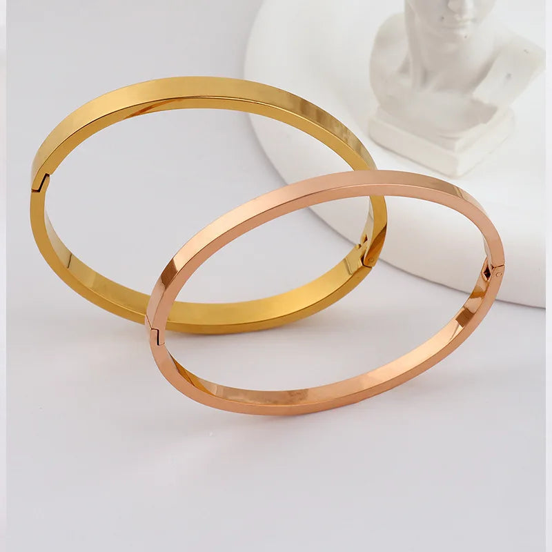 REBEL Stainless Inoxydable Stainless Steel 18K Gold Plated Roman Women Fashion Jewelry Bracelets Bangles