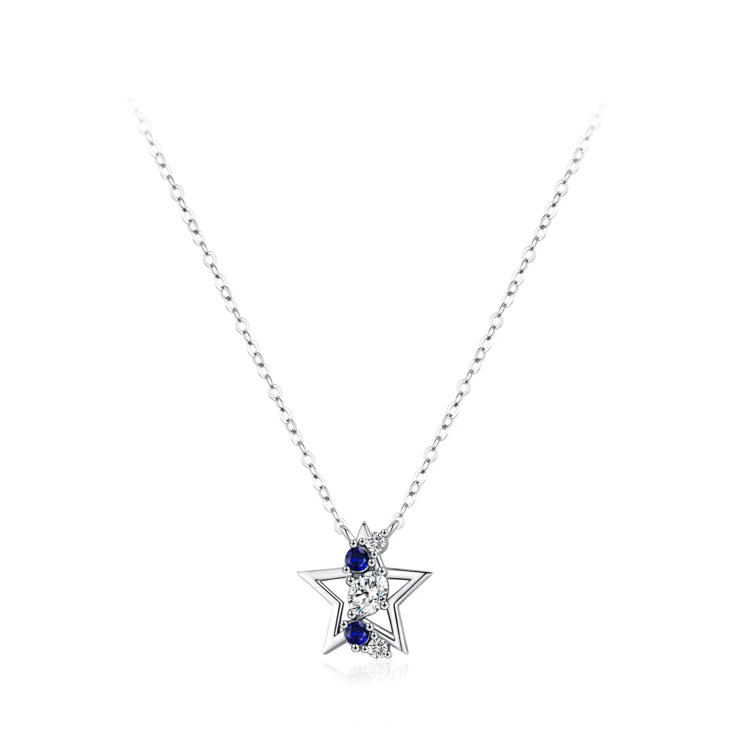 Wholesale 925 Sterling Silver Fashionable Pentagram Necklace Bracelet Earring Set Exquisite Versatile Jewelry Gift Set