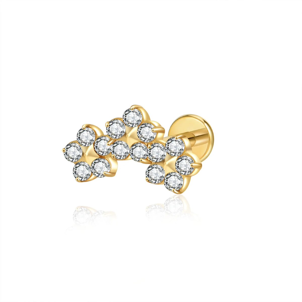 S&S ASTM F136 Titanium 18K Gold Labret Stud | Zircon | 5 Designs