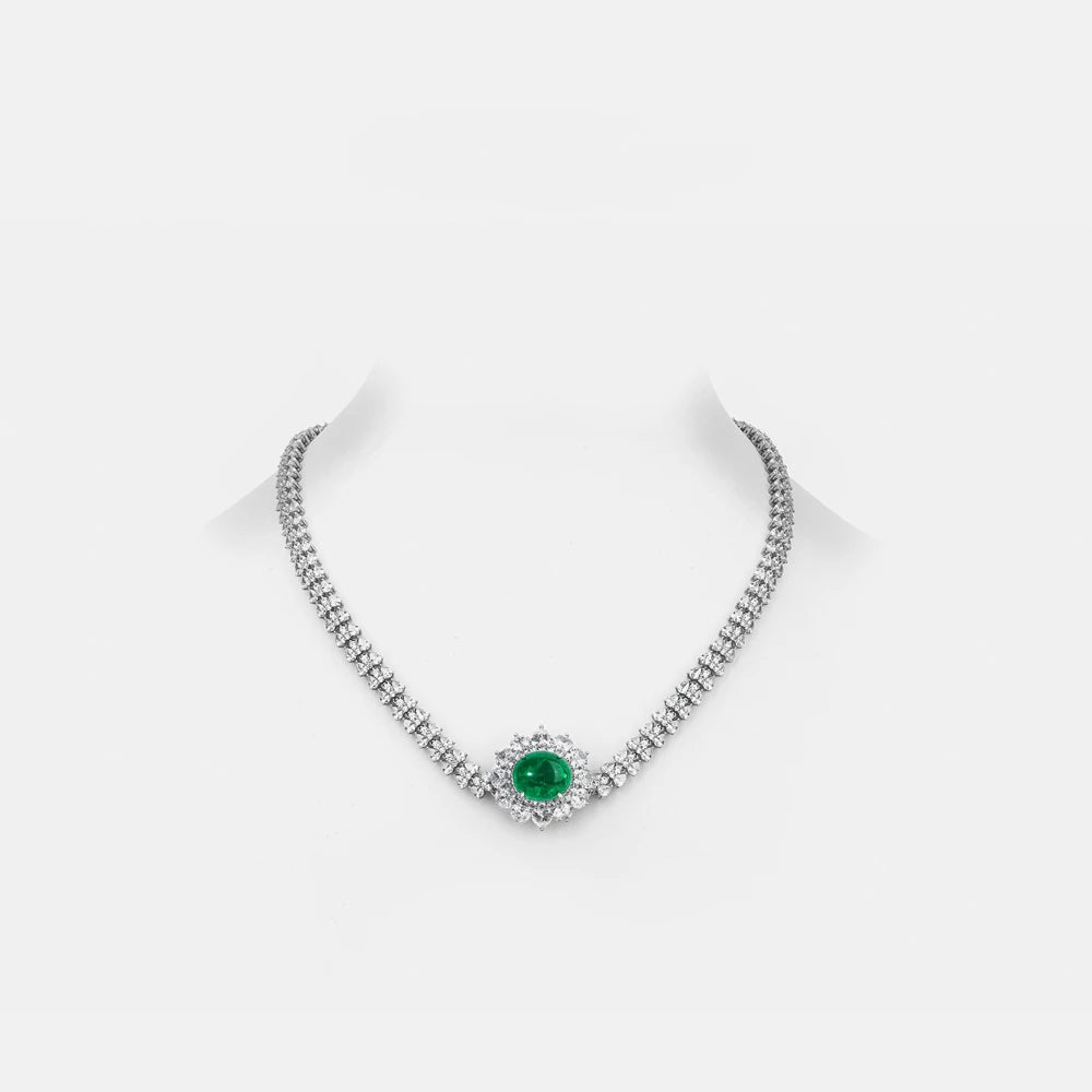 MUSHAN Jewelry Factory S925 Sterling Silver Necklace Light Luxury Electroplated White Gold High Carbon Diamond Jewelry