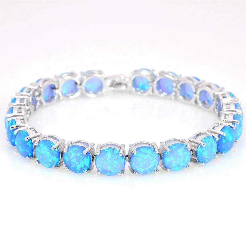 Bohemian Hawaiian Opal Brass Beaded Bracelet-Trendy Exquisite Flower Egg Gem Design Fashion Jewelry for Women