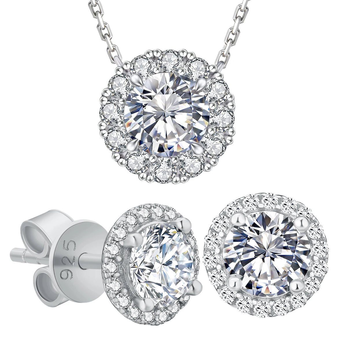 REDheart Local US Stock Moissanite Jewelry Set GRA Certified Pass Diamond Tester Women Gift VVS1 925 Silver Stud Earring Pendant Necklace