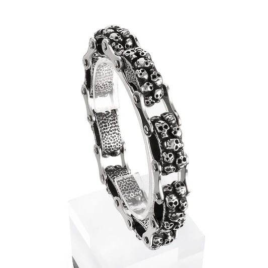 KALEN 240mm Men Punk Stainless Steel Skull Charms Biker Links Bracelet