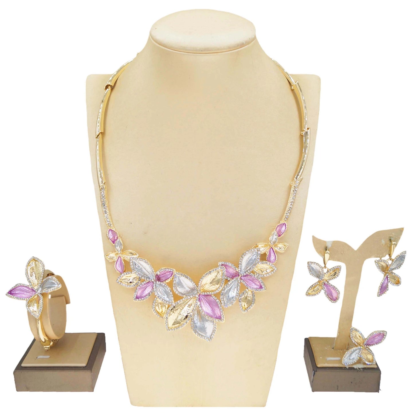 Zhuerrui Fashion Elegant Jewelry Set New Diamond Inlaid Gemstone Flowers Girl's Coming-of-age Bride Wedding BraceletHN2400914