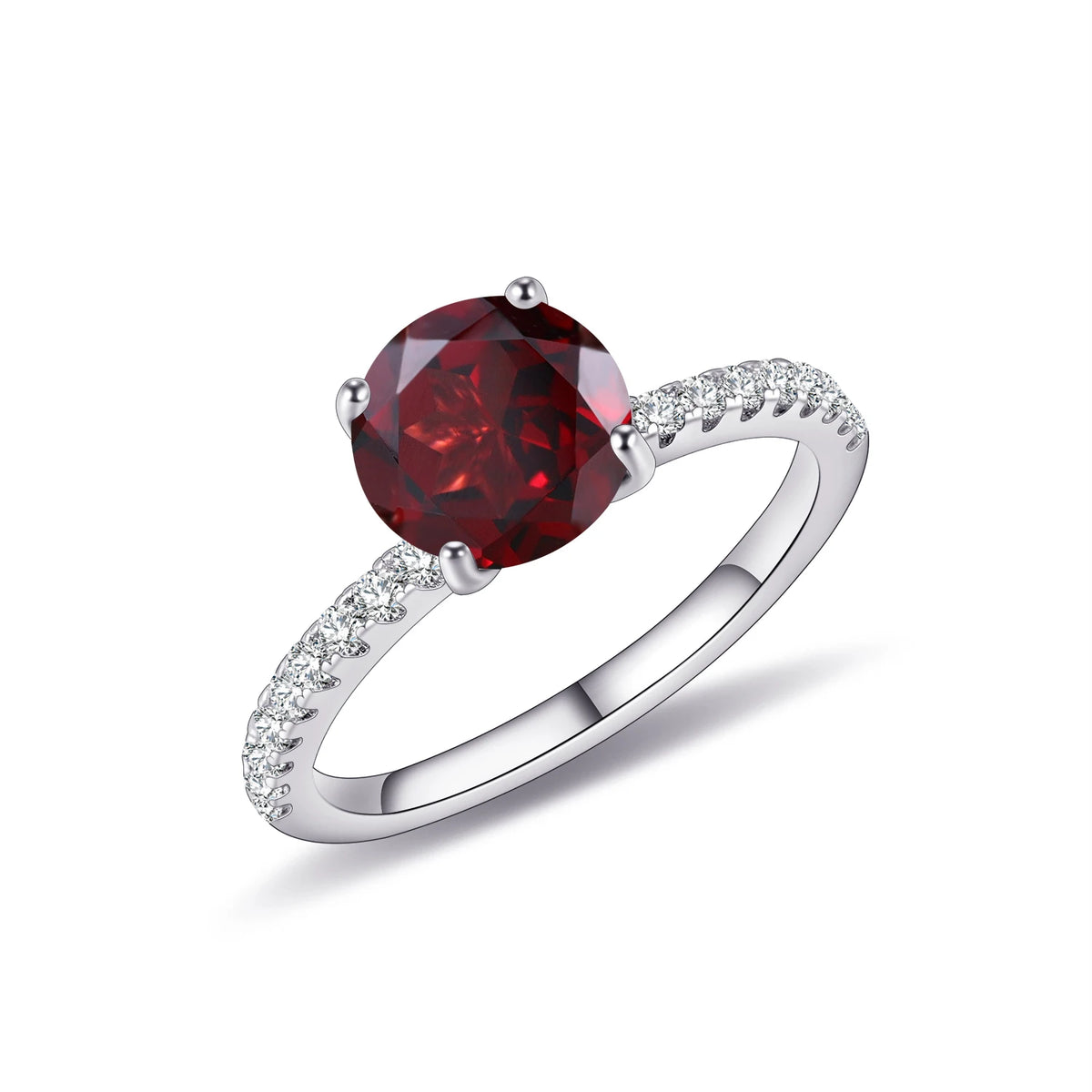 Gemfiori KH001 Abiding Jewelry Manufacturer Big Stone Round 8MM Natural Gemstone 925 Sterling Silver Women Engagement Wedding Rings
