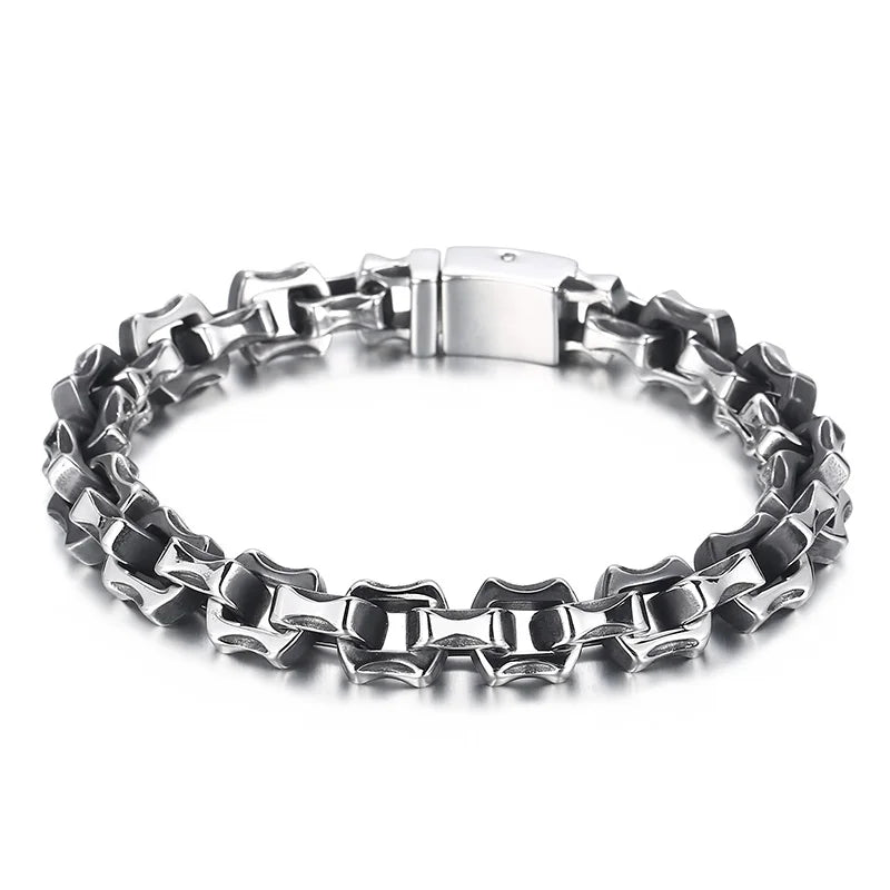 KALEN Mens 180/200/220mm Causal Worn Effect Stainless Steel Link Bracelet