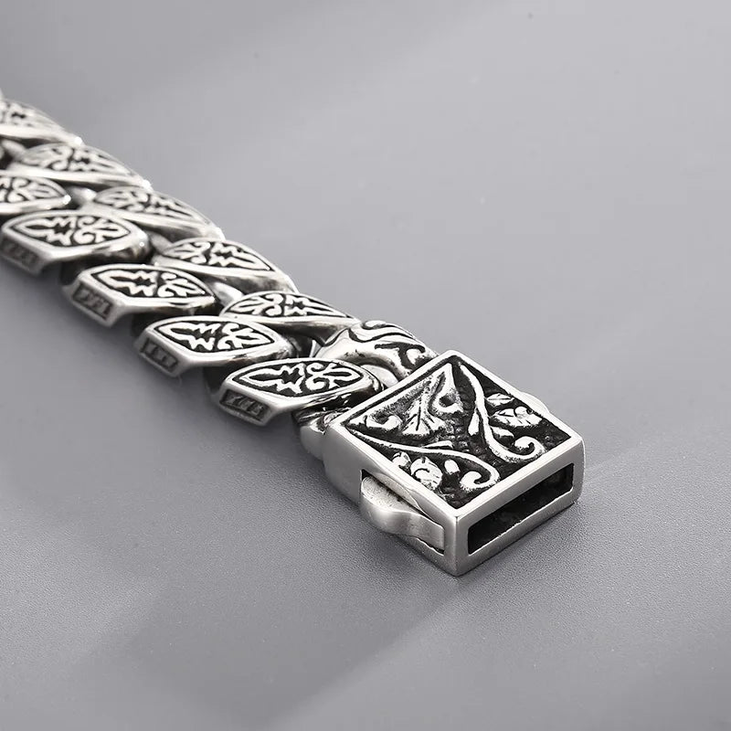 KALEN Gothic Ankh Cuban Links Bracelet – Silver