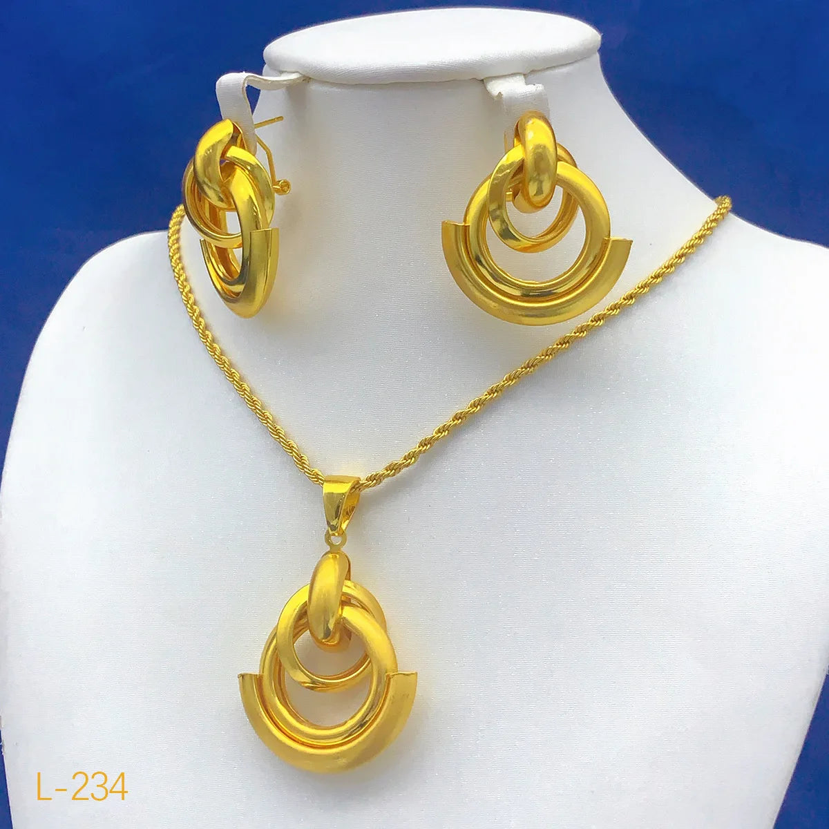 Dubai Bridal 24K Gold Plated Pendant Necklace & Earrings Set | Luxury Brass Jewellery | 15 Styles