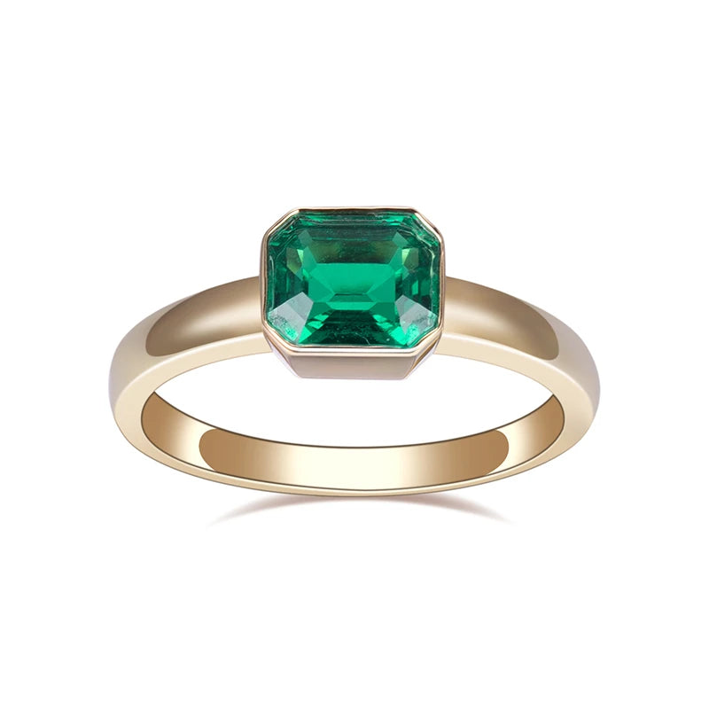 Messi Jewelry MSR-925 18k 1ct Emerald Cut  Lab Grown Emerald Women Jewelry Ring halo  Engagement Ring  Style