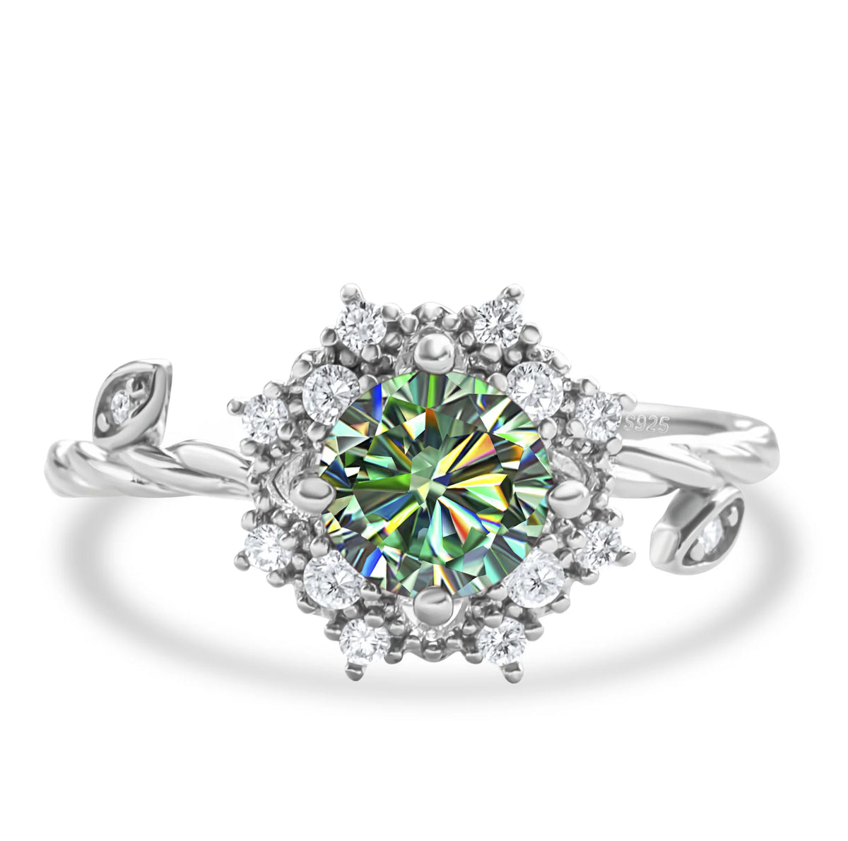 ArtistA Popular Fashion Jewelry 925 Sterling Silver Brilliant Round Cut 1CT VVS GRA Colored Moissanite Flower Rings for Women