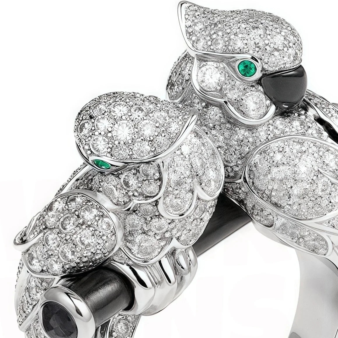 MuShan Jewelry Factory Luxury Brand 925 Sterling Silver Rings Jewelry for Women Double Parrot Love Bird Enamel Gemstones Ring