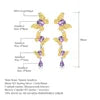 ArtistA C7751 Abiding Factory Natural Amethyst S925 Silver Gold Plated Butterfly Dangle Earrings Adjustable Ring Jewelry Set