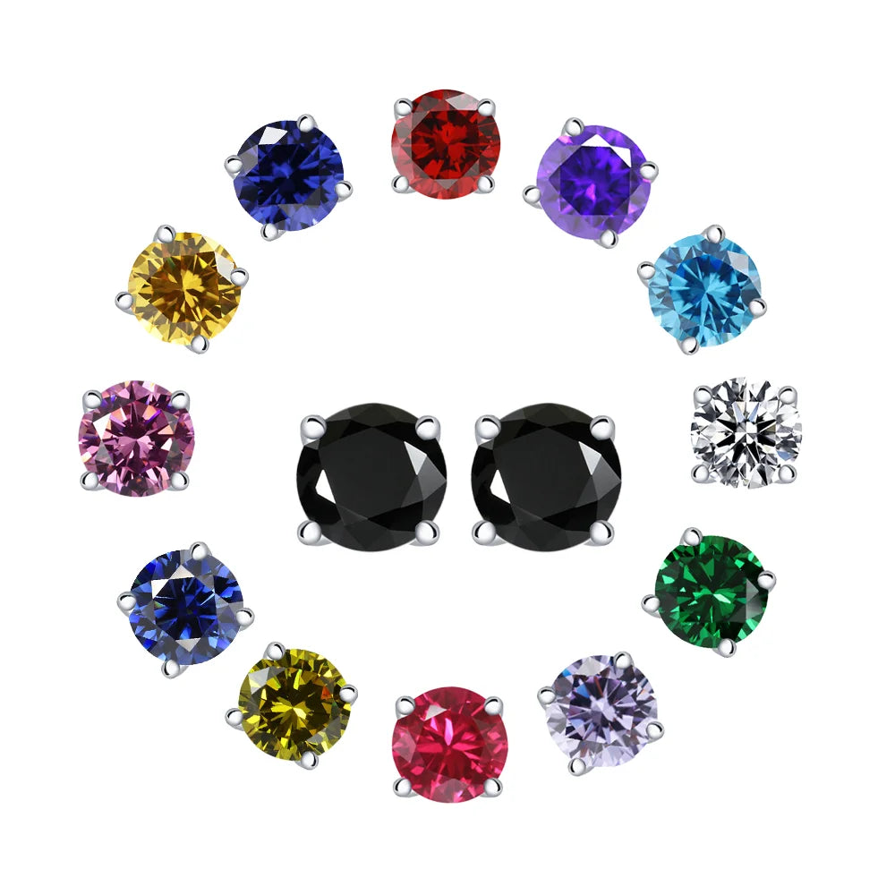 Classic 6.5mm 2ct Moissanite Stud Earrings 6 Prongs Set with 925 Sterling Silver VVS Diamond Moissanite Stud Earrings for Women