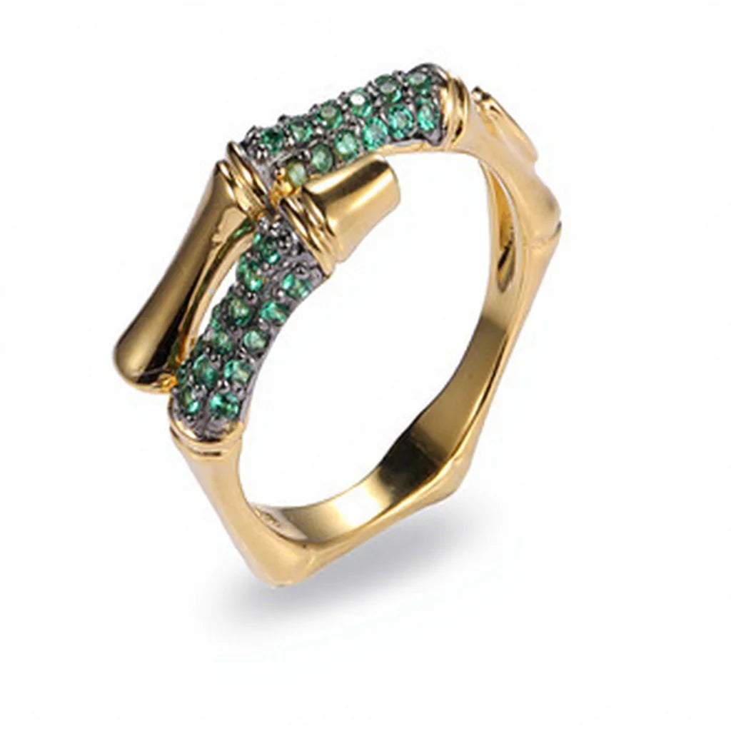 India Handmade Smooth Gold Plated 925 Sterling Silver Ring with Green Spinel