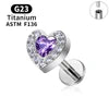 G23 Titanium Triangle Heart Fox Tragus Cartilage Helix Daith Piercing Stud Earrings for Women 16G CZ Ear Stud Pierc Body Jewelry