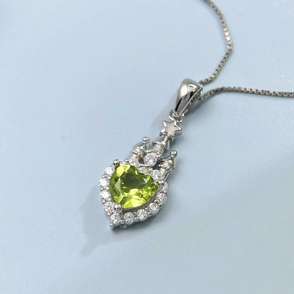 Gioiellieri Green Peridot Necklace with S925 Sterling Silver for Her Natural Gemstone Pendant Jewelry Fashion Accessories Anniversary
