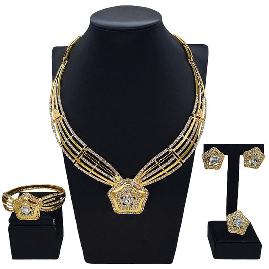 ZhuerruiNew 24K Gold-Plated Jewelry Set with Diamond Stars Unique Personality Vitality Bridesmaids Accompanied Hand GiftHA240507