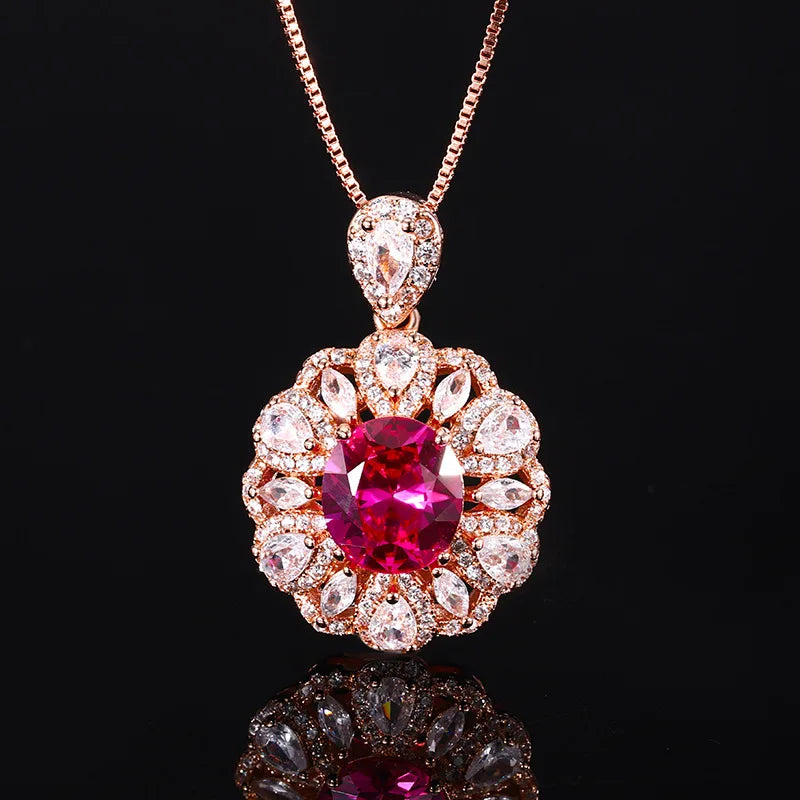 Gemfiori Advanced Color Treasure Purple Three Piece Jewelry Earnail Necklace Ring Female Ins Luxury Versatile Set