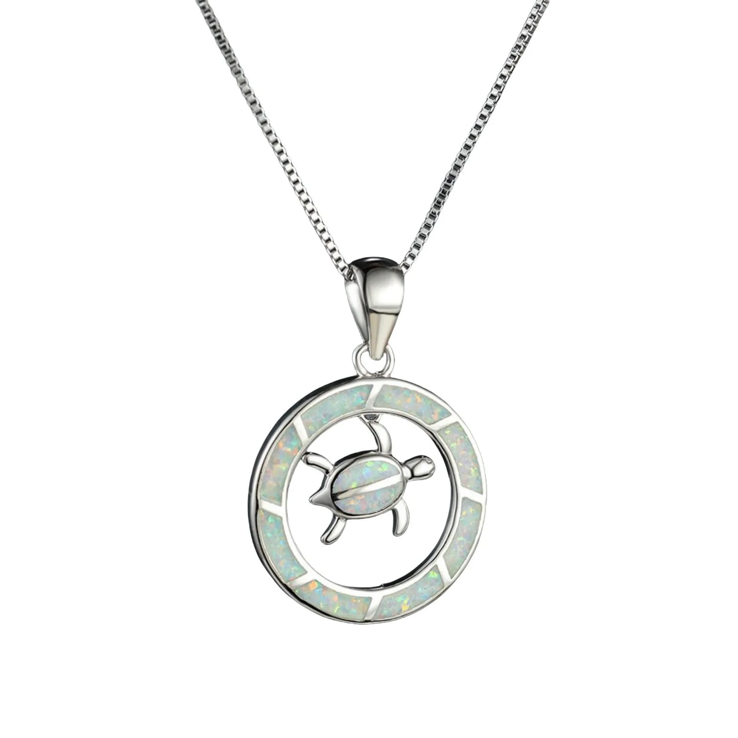 Sparkle Turtle Opal Necklace | Trendy European American Style Blue Gem Sweater Chain