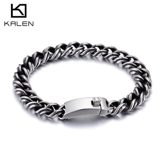 KALEN 316L Stainless Steel Cuban Link Chain Bracelet Male Jewelry KB79020-BD