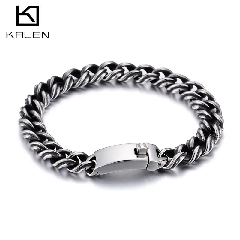 KALEN 316L Stainless Steel Cuban Link Chain Bracelet Male Jewelry KB79020-BD