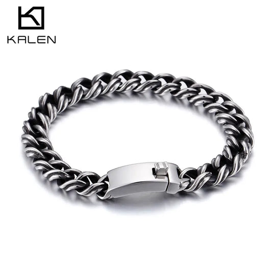 Viking Cuban Link Chain Bracelet for Men | Silver 316L Stainless Steel | 22cm