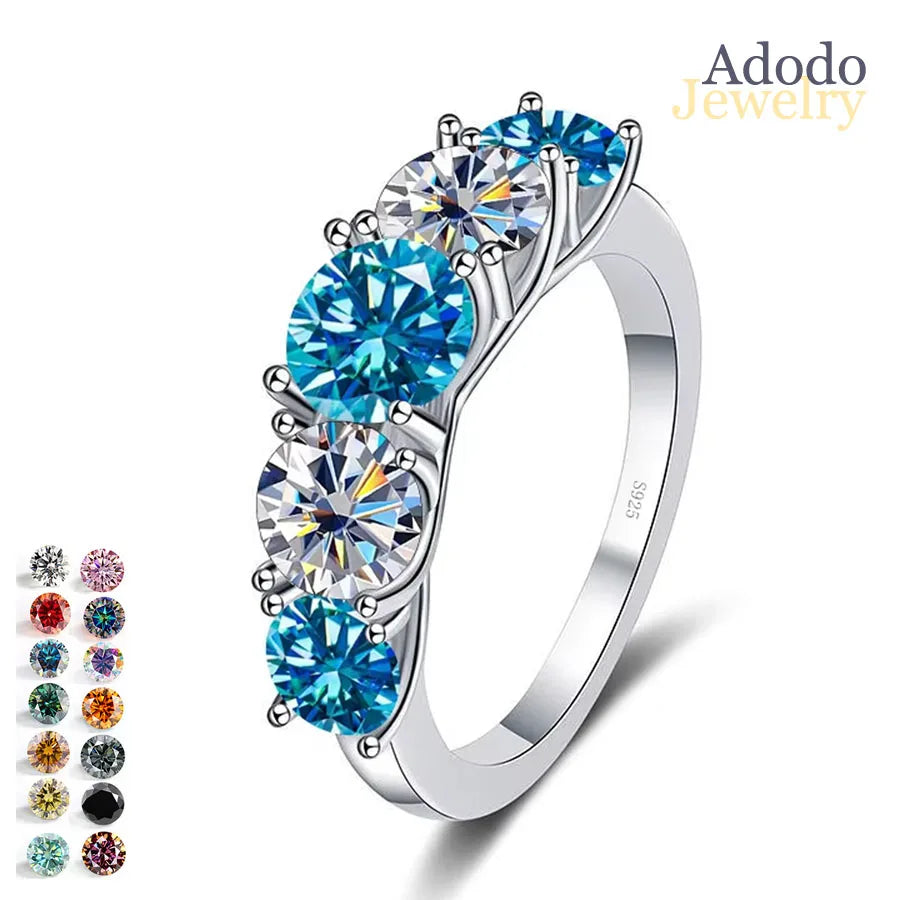 Fine 3.6CT VVS1 D Moissanite Row Rings 925 Sterling Silver Jewelry Pass Diamond Tester Colored Moissanite Rings for Women