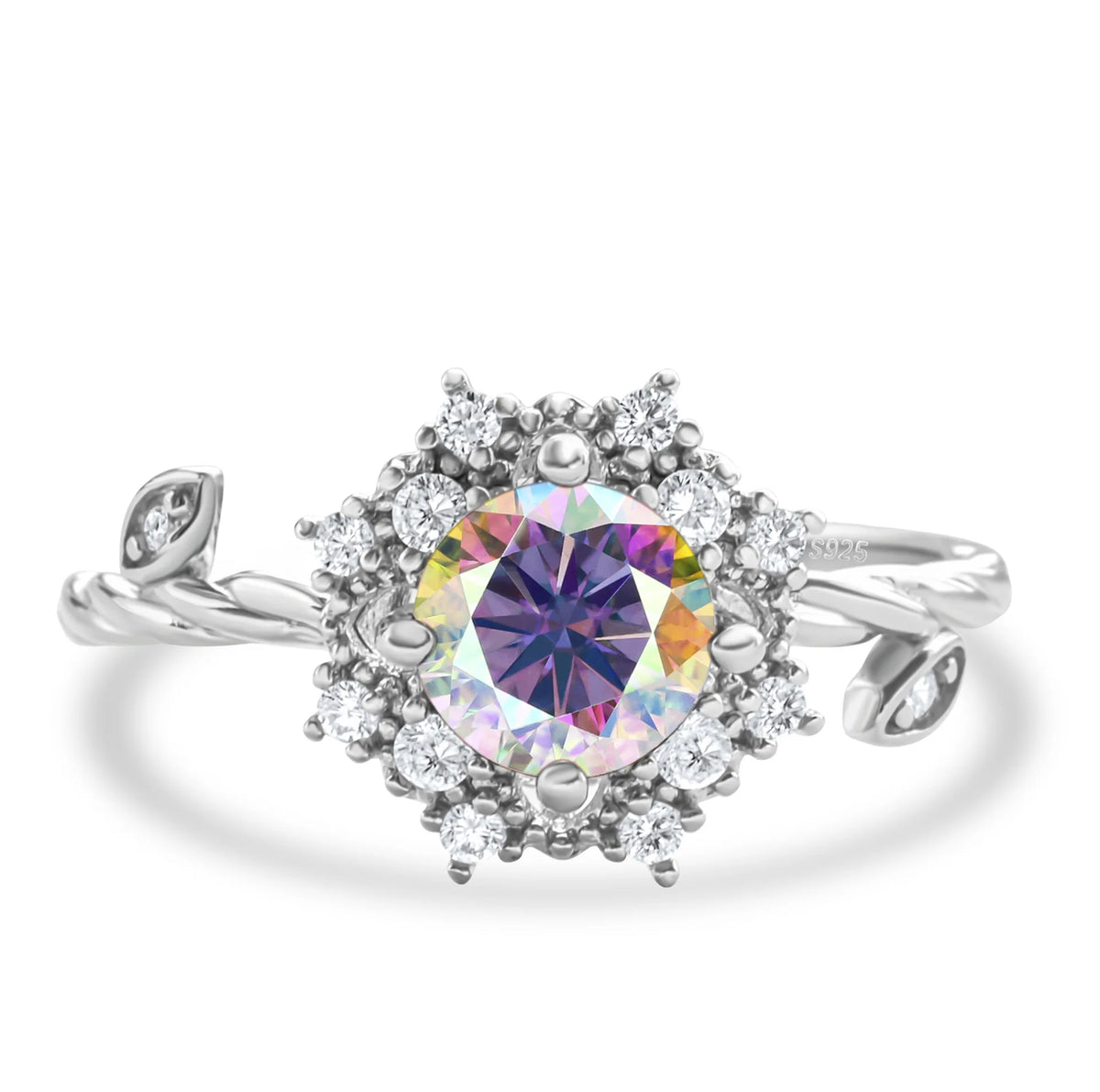 ArtistA Popular Fashion Jewelry 925 Sterling Silver Brilliant Round Cut 1CT VVS GRA Colored Moissanite Flower Rings for Women