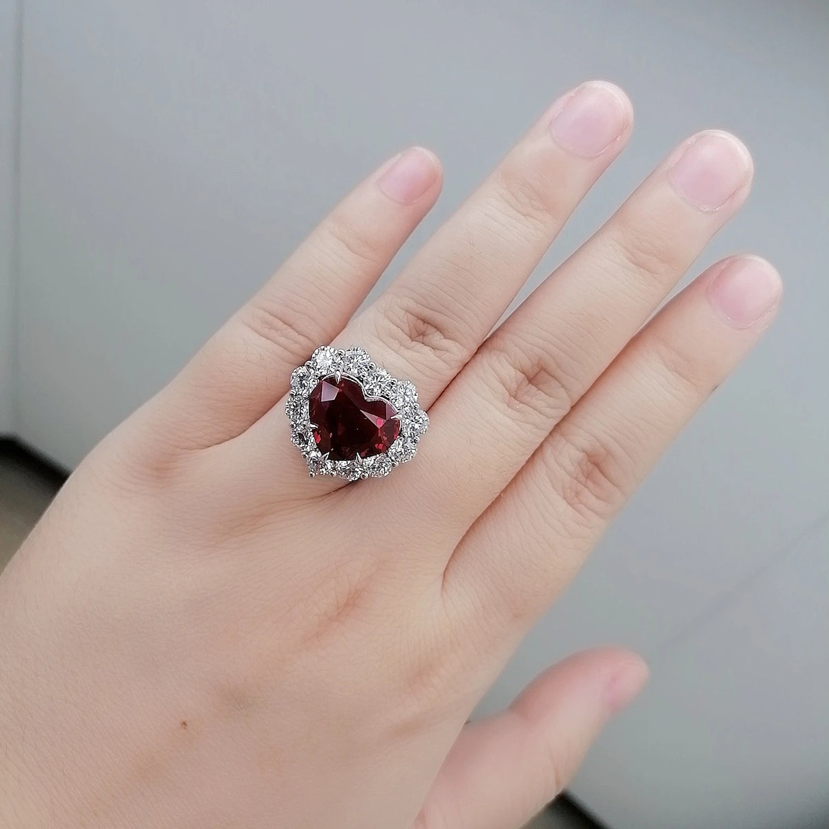 Gemfiori Vintage Ruby Rings Lab Grown Ruby Sterling Silver 925 Jewellery Heart Shaped Rings Christmas Gift for Women Halloween Anillos