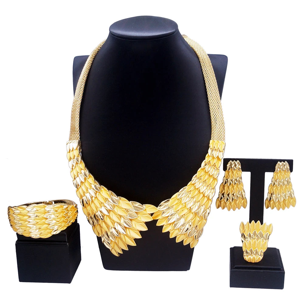 Zhuerrui Italian Gold Luxury Wedding Jewelry Sets Available Necklace Bracelet Jewellery Set High-end Fashionable Luxury H00521