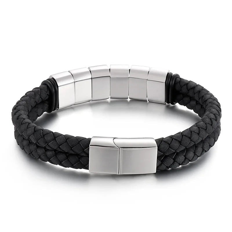 KALEN 220mm Classic Fiber&Stainless Steel Bracelet With Ancient Words Printings