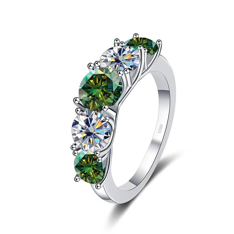 Fine 3.6CT VVS1 D Moissanite Row Rings 925 Sterling Silver Jewelry Pass Diamond Tester Colored Moissanite Rings for Women