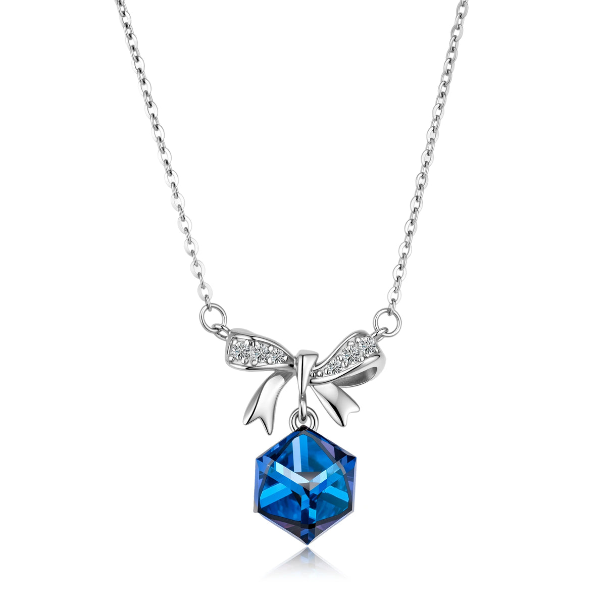 ArtistA 925 Sterling Silver Crystal Jewelry Set Women's Trendy Wedding Engagement Gift Daily Wear Rhodium Plated Necklace & Earrings