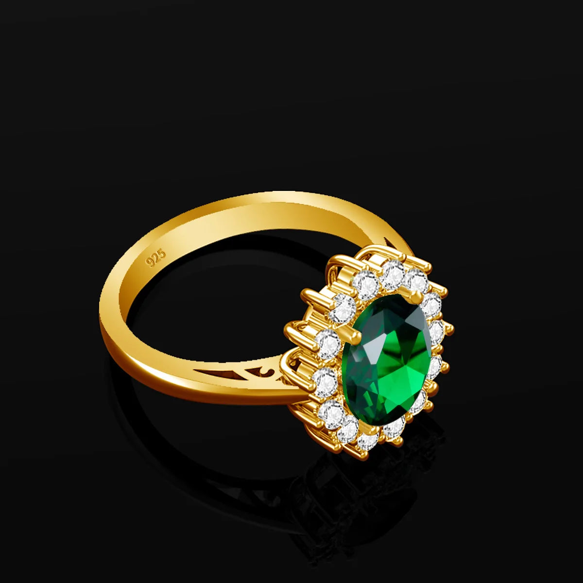 ArtistA Luxury 925 Silver Exquisite Zircon Emeralds Jewelry Set Bridal Wedding Fine Gold Plated Silver Jewelry Set