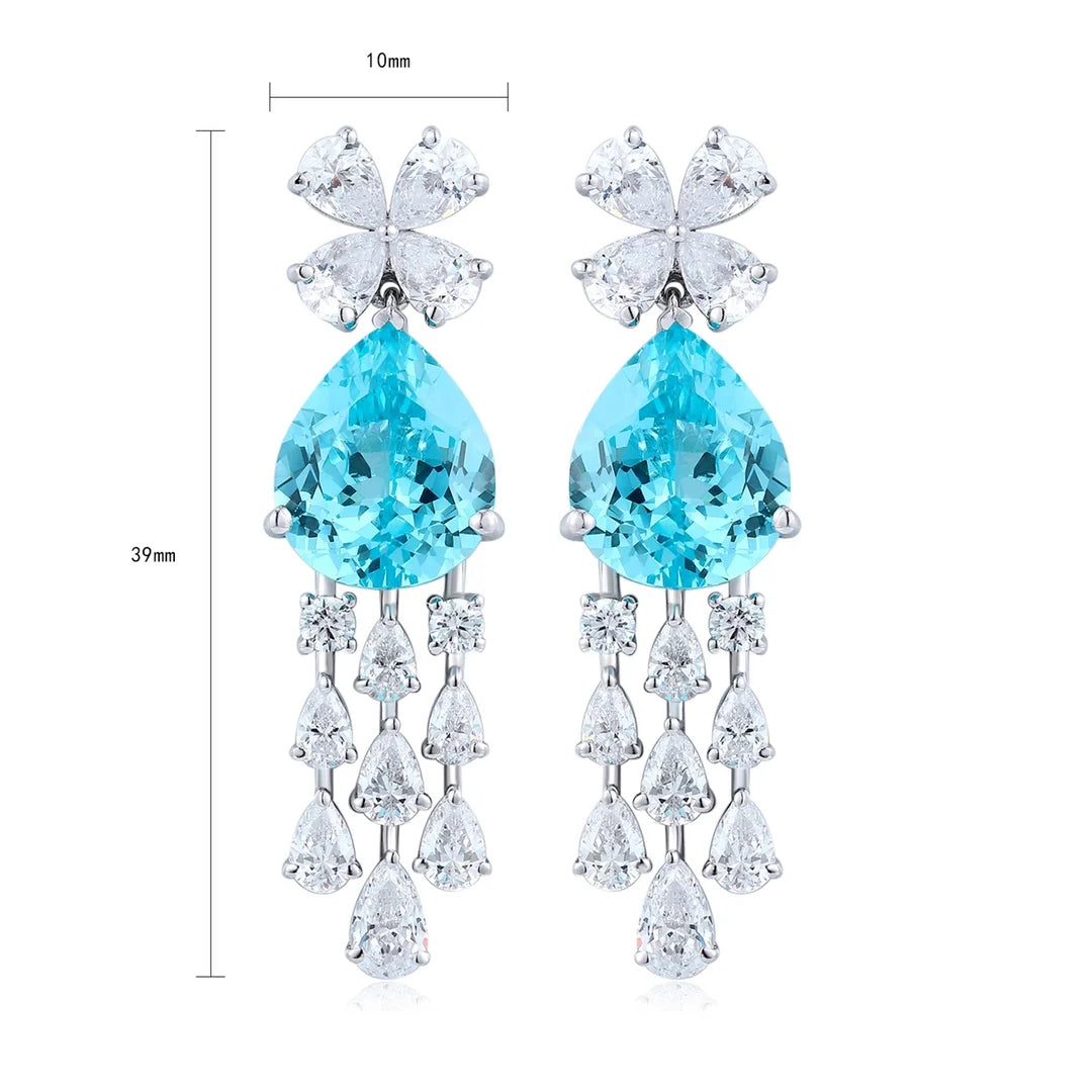 Gemfiori Anster High Quality S925 Lab Grown Paraiba Earring Stud Dainty Gemstone Stud Earrings for Women Daily Wear Gift
