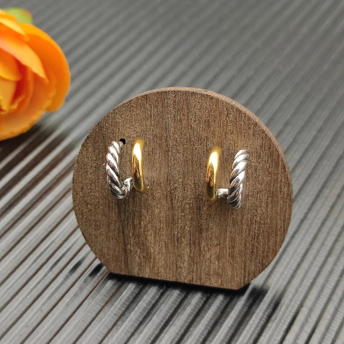 FASHIONISTA DY High-Quality Silver-Plated 13.5mm Silver Double Hoop Earrings. Gold-Plated Earrings. Jewelry.