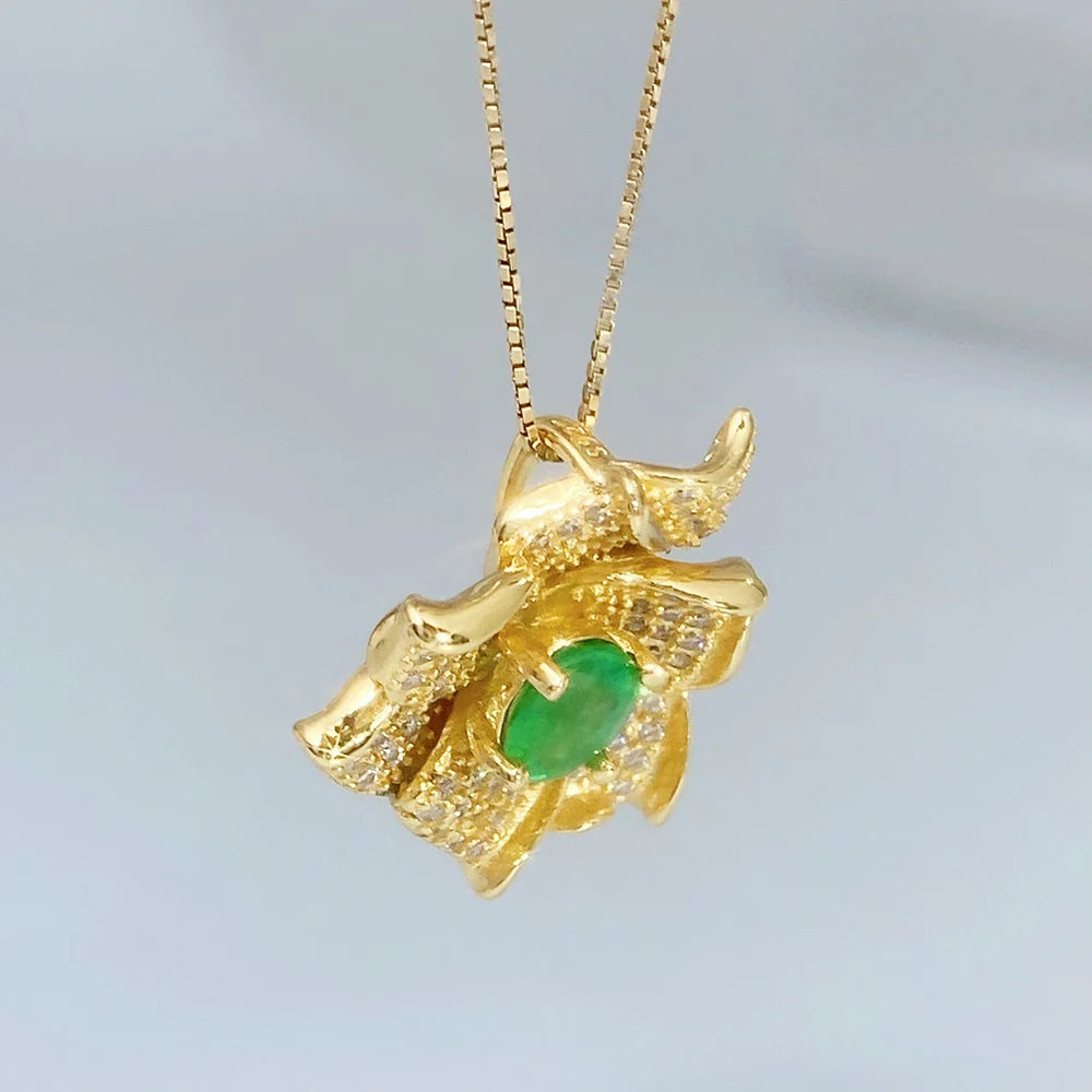 Gioiellieri Natural Emerald Jewelry with S925 Sterling Silver Pendant Necklace for Women May Birthstone Fine Jewelry Anniversary Luxury Gift