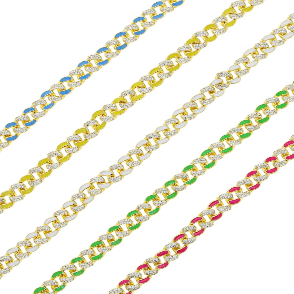 2024 Summer Colorful Jewelry Neon Enamel Cuban Link Chain Anklet for Women